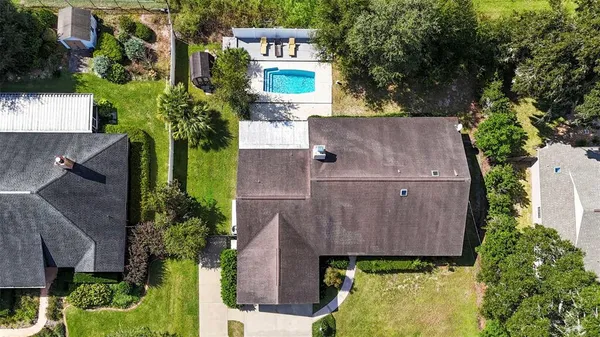 an aerial view of a house