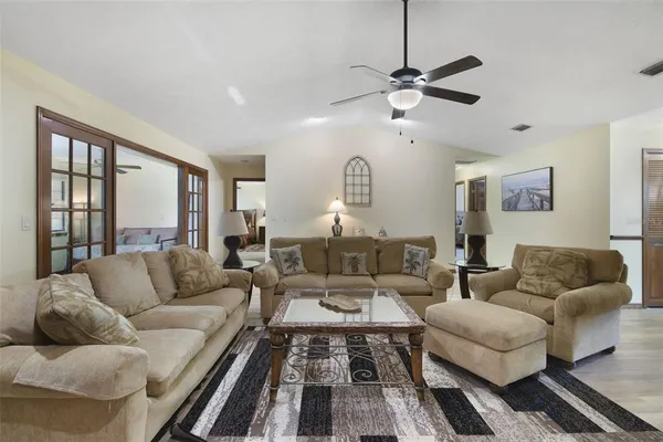 a living room with furniture