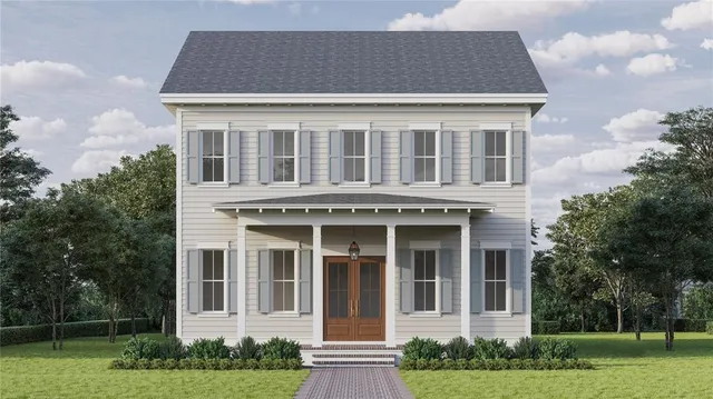 front view of a house with a yard