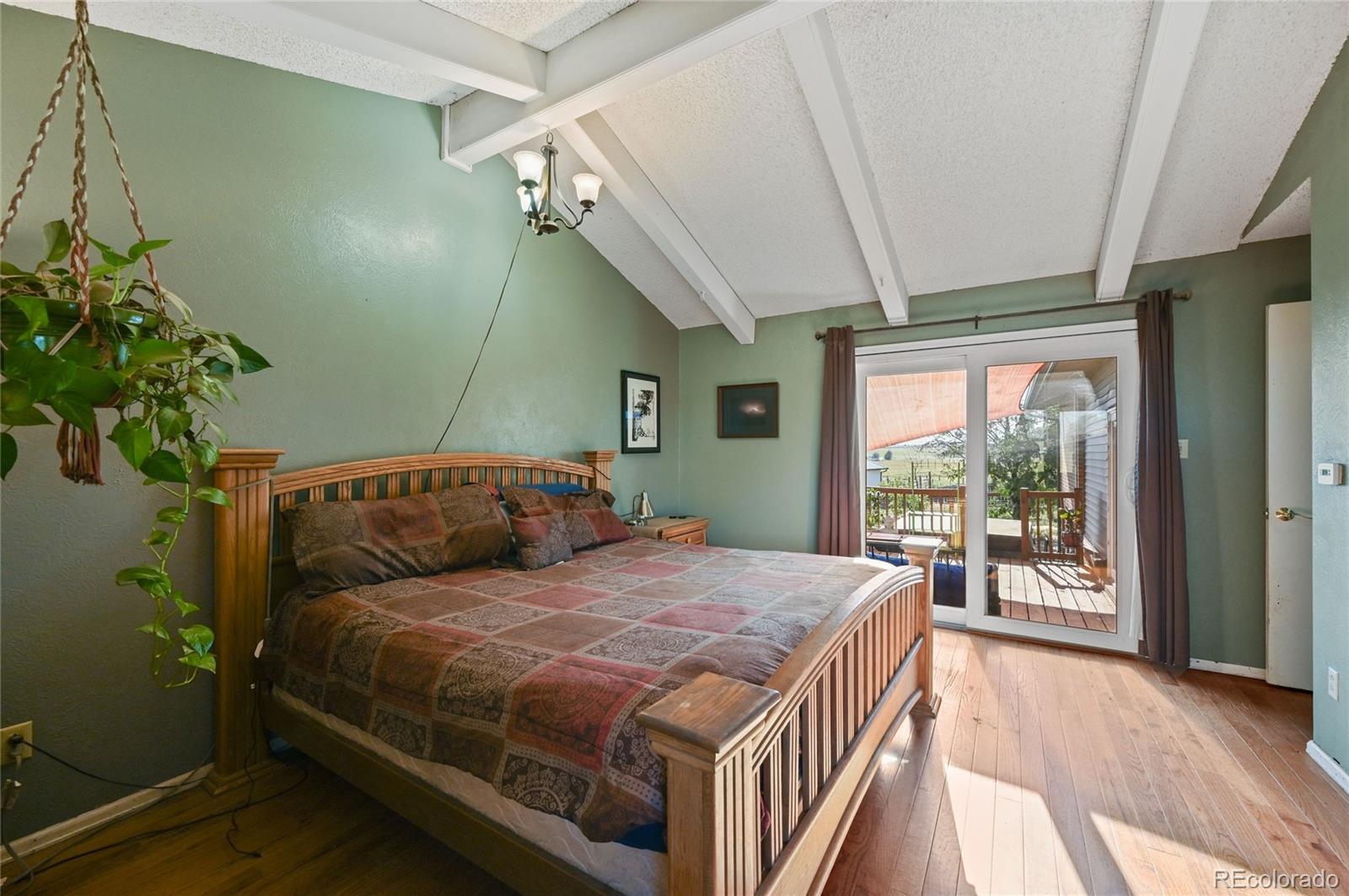 5430 Murr Road Peyton, CO 80831 - Photo 29 of 50 a bedroom with a large bed and a potted plant