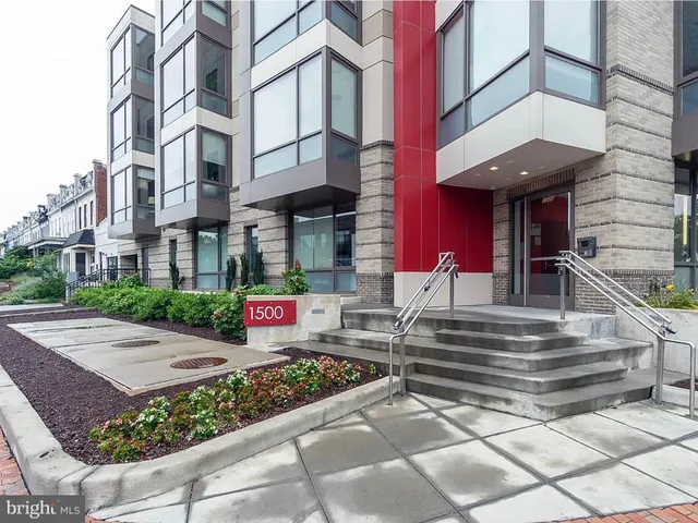 a front view of a building with street