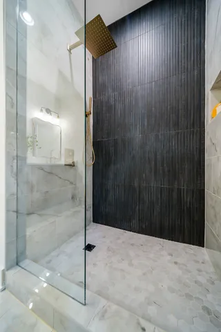 a bathroom with a shower