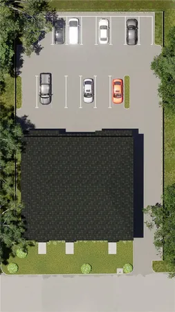 an aerial view of a house