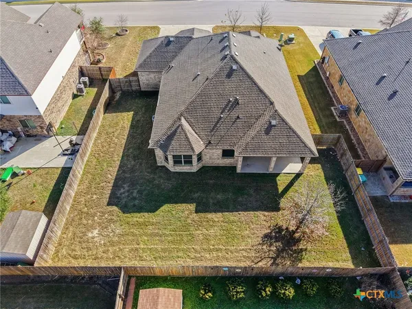 an aerial view of a house