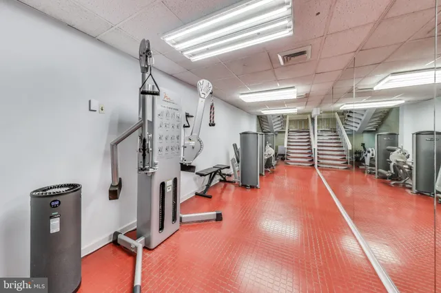 a view of a room with gym equipment