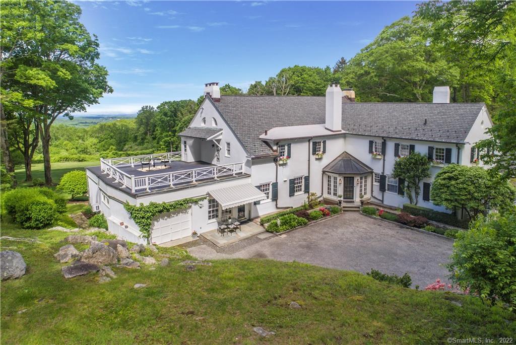 an aerial view of a house
