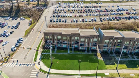 an aerial view of a city