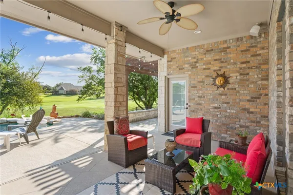 a outdoor space with furniture