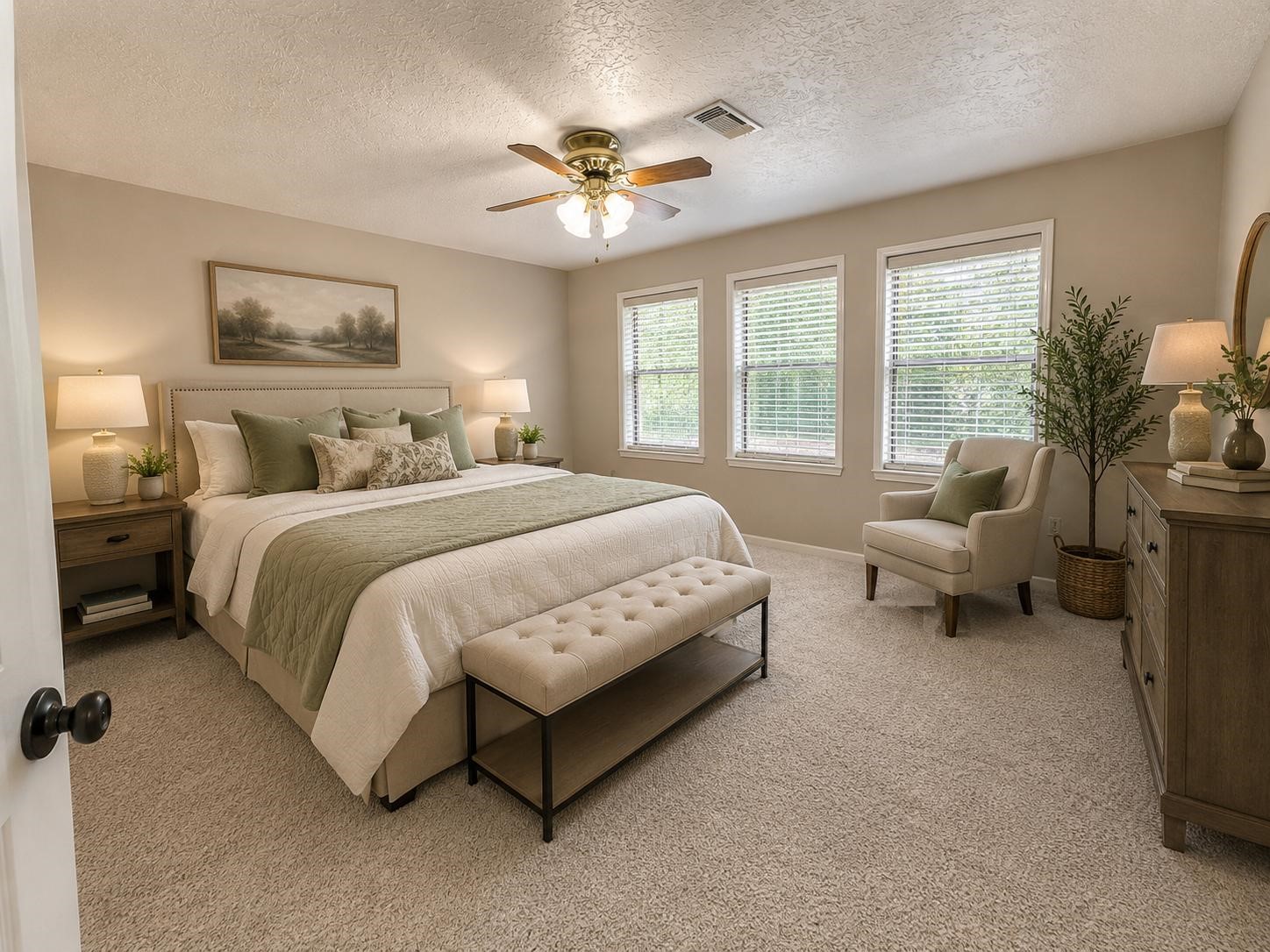 6514 Misty Springs Lane Spring, TX 77379 - Photo 13 of 49 a spacious bedroom with a bed and a chandelier