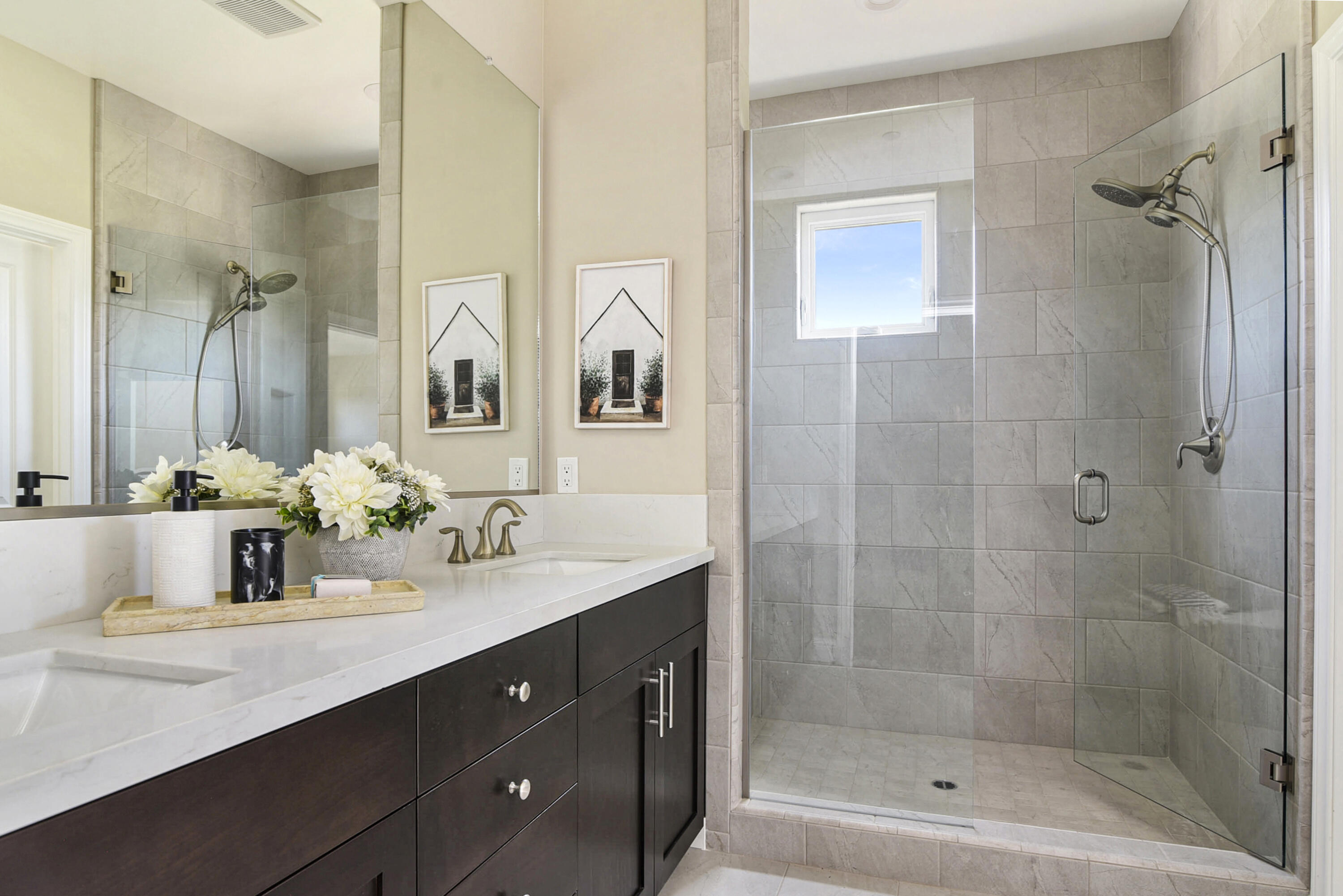 280 Oak Hill Drive Lompoc, CA 93436 - Photo 25 of 31 a bathroom with a double vanity sink mirror and shower