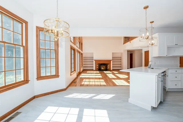 a view of an entryway with chandelier