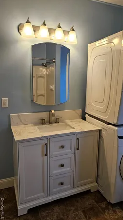 a bathroom with a bathtub