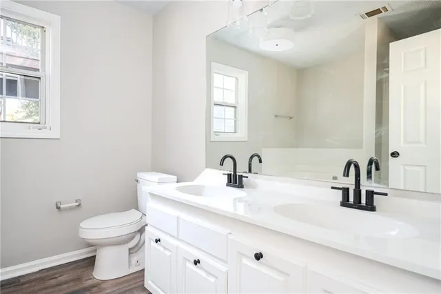 a bathroom with a bathtub