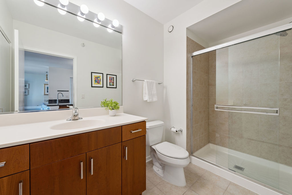 807 Davis Street, Unit 1907 Evanston, IL 60201 - Photo 15 of 20 a bathroom with a sink and a mirror