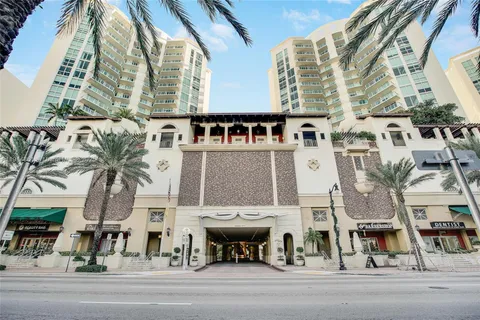 a view of a building and a street