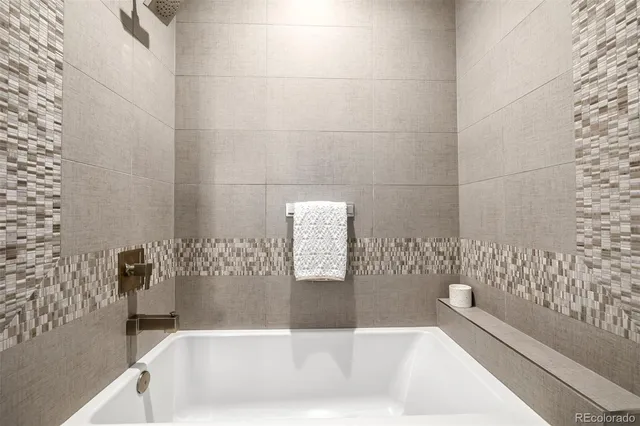 a bathroom with a bathtub