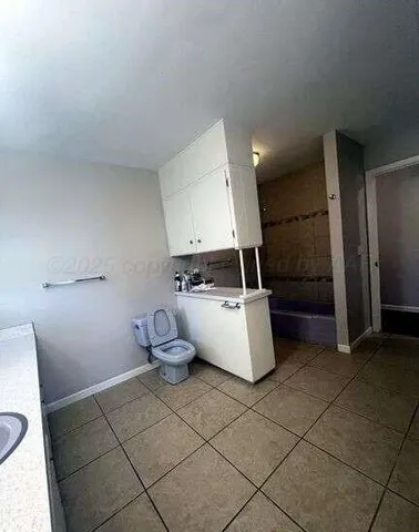 a bathroom with a sink a toilet and mirror