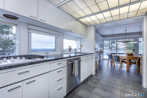 a kitchen with lots of counter top space
