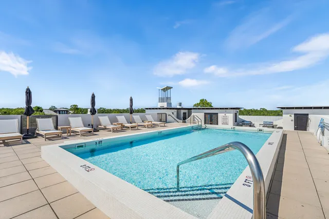 a building outdoor space with patio furniture