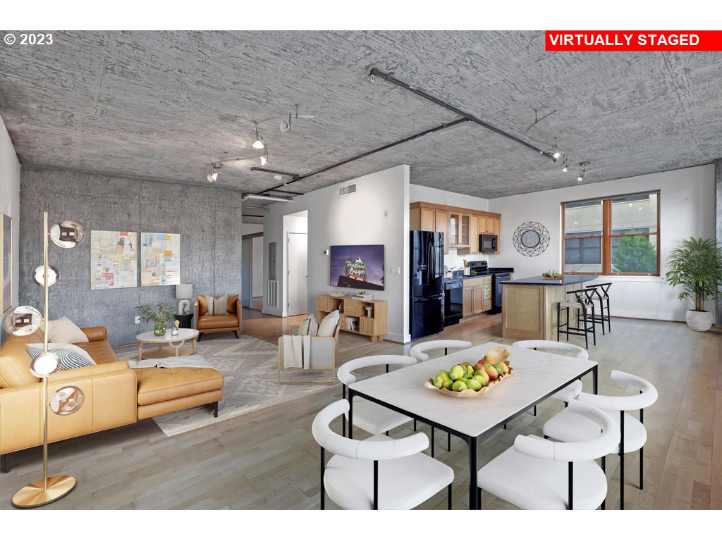 411 Northwest Flanders Street, Unit 401 Portland, OR 97209 - Photo 13 of 38 a living room with furniture and wooden floor