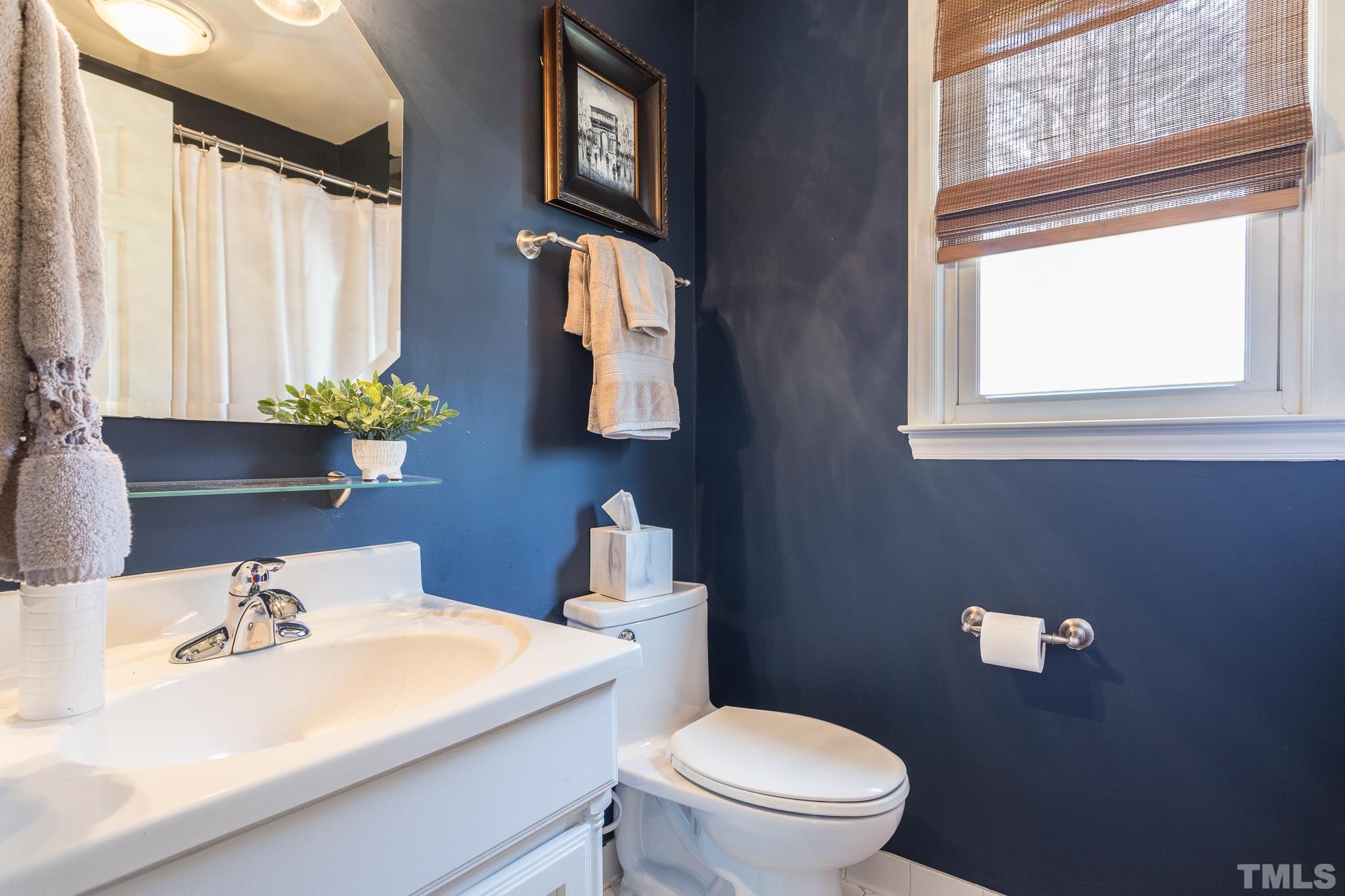 7440 Deer Track Drive Raleigh, NC 27613 - Photo 24 of 38 a bathroom with a sink a toilet and a mirror