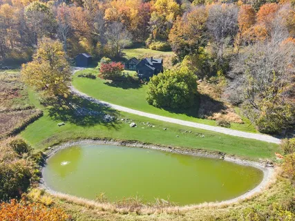 a view of a swimming pool with a yard