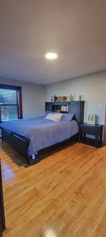 a spacious bedroom with a bed