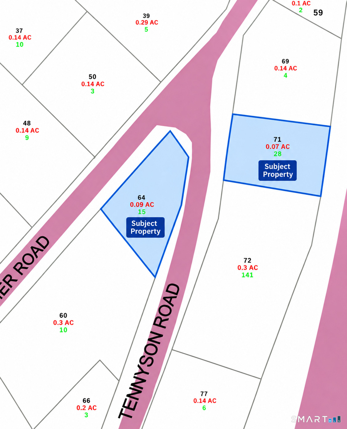 These two lots make up the property for sale.