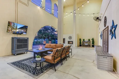 a living room with furniture