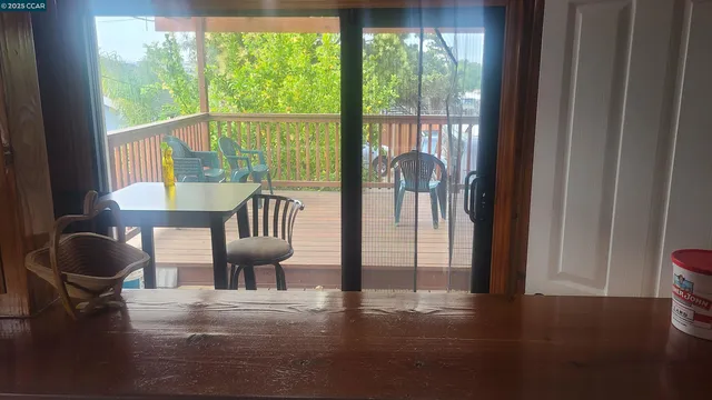 a bathroom with a shower and vanity