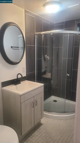 a view of hallway with cabinets