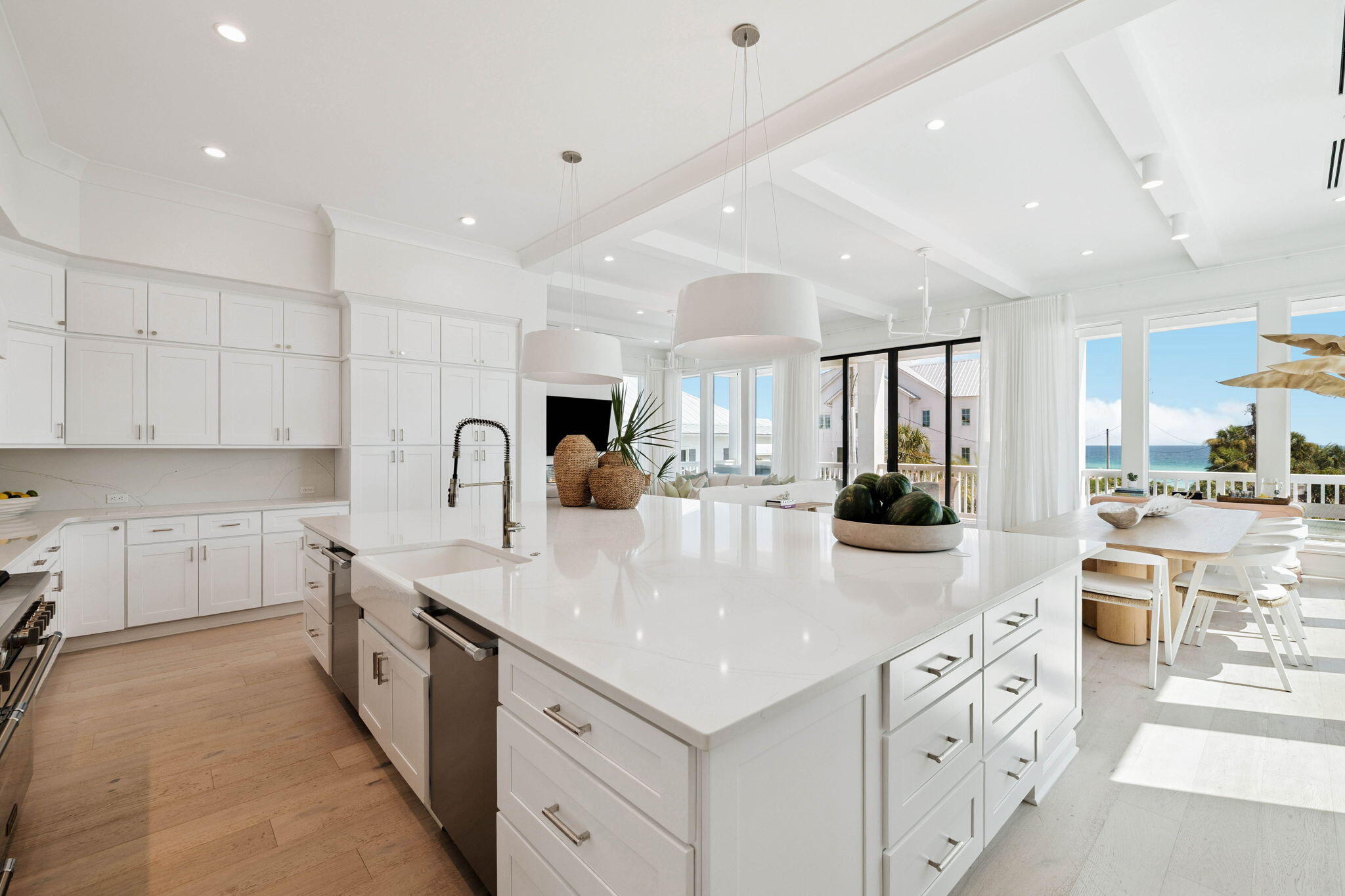 329 Winston Ln Inlet Beach Inlet Beach, FL 32461 - Photo 36 of 95 a large kitchen with stainless steel appliances granite countertop a lot of counter space and wooden floors