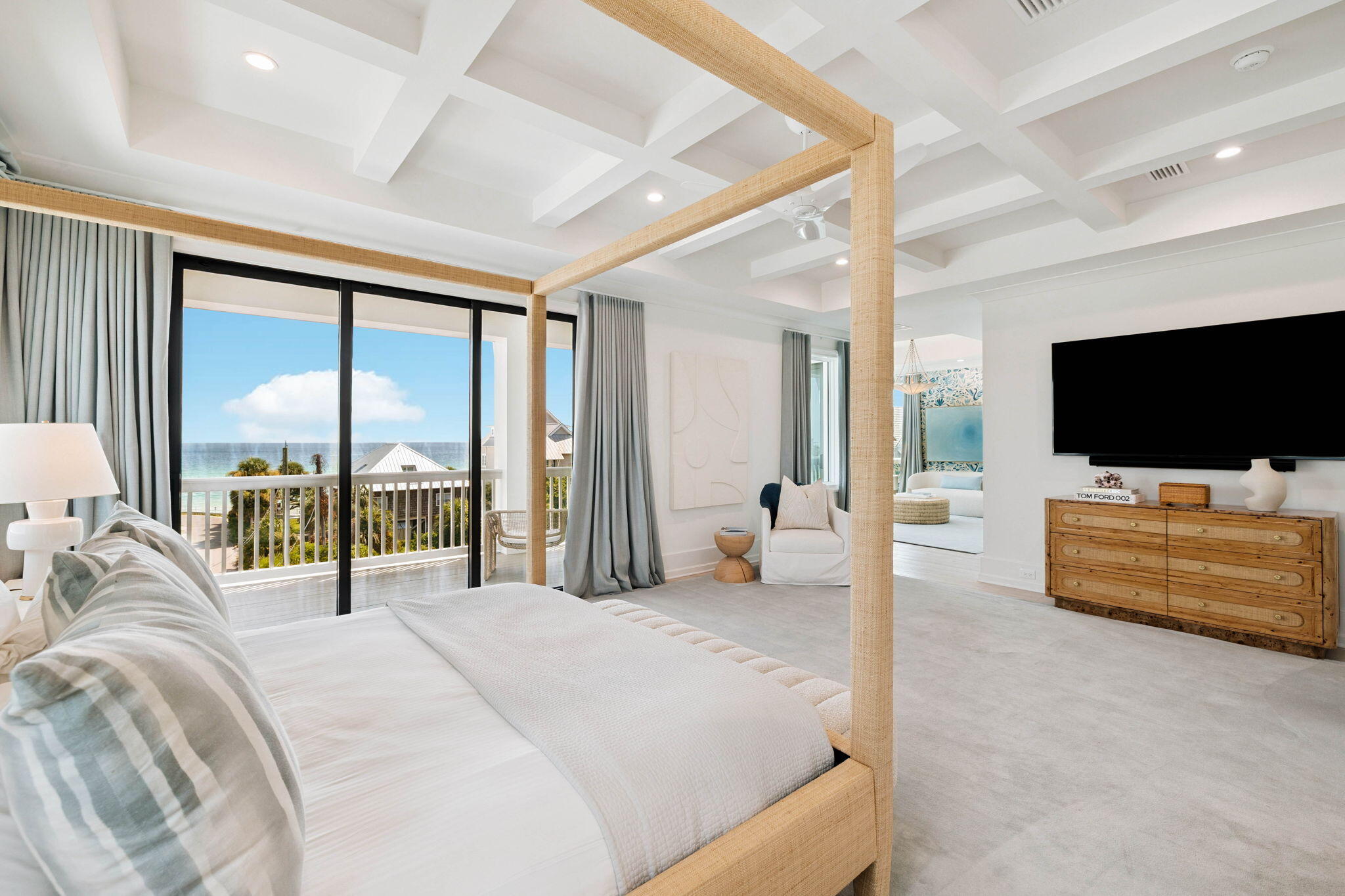 329 Winston Ln Inlet Beach Inlet Beach, FL 32461 - Photo 62 of 95 a bedroom with a bed and a flat screen tv