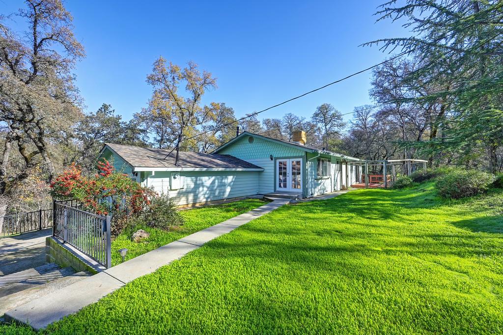 a view of a couches in backyard of house