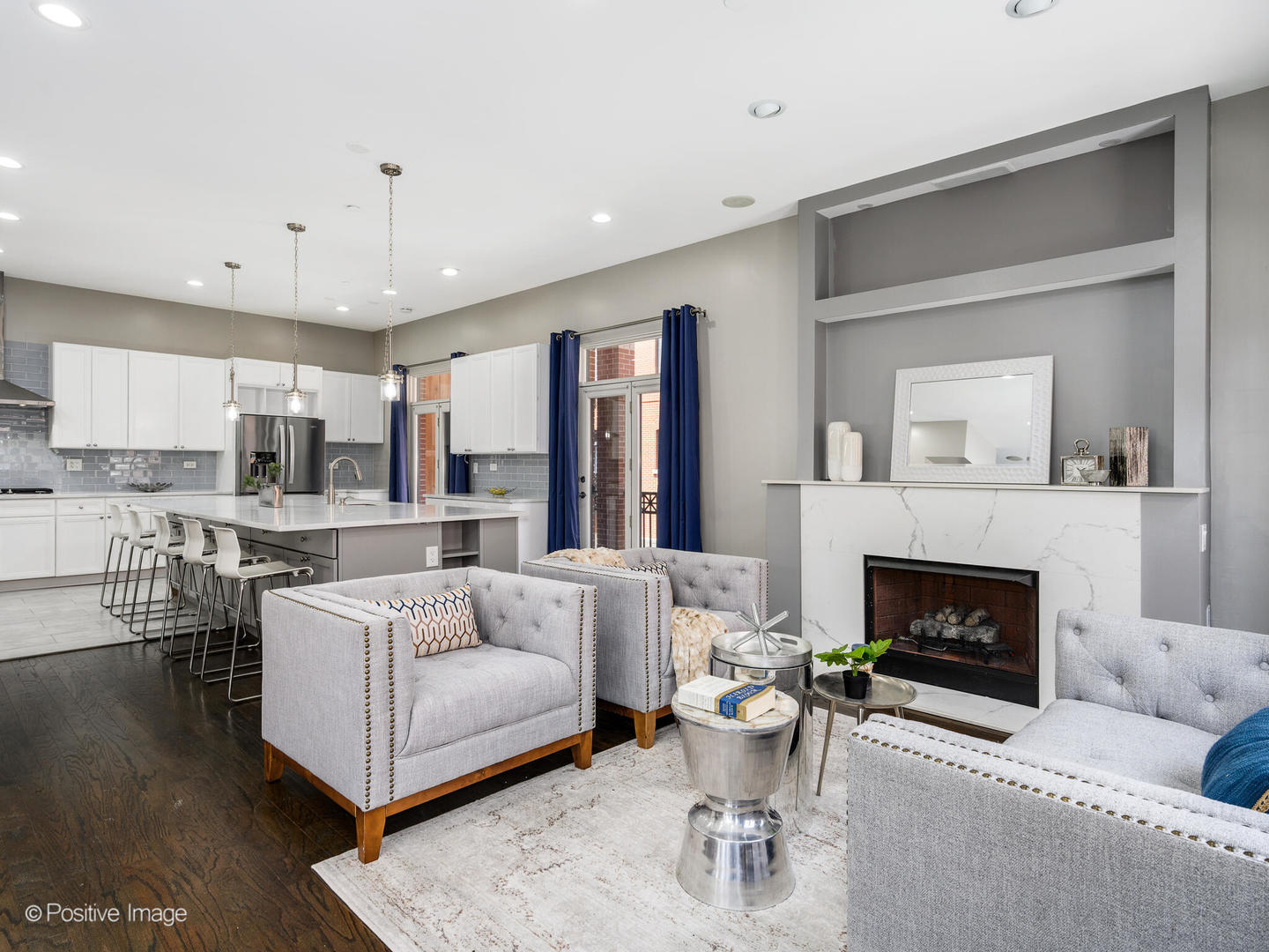910 West Village Court Chicago, IL 60608 - Photo 9 of 44 a living room with furniture and a fireplace
