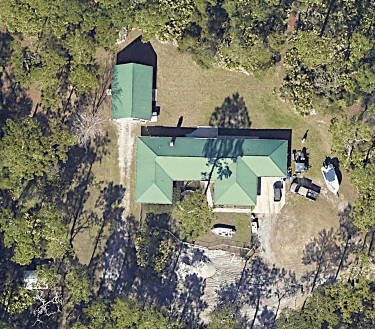 an outdoor view with patio