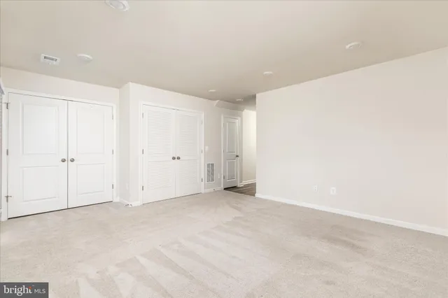 a view of a garage with storage