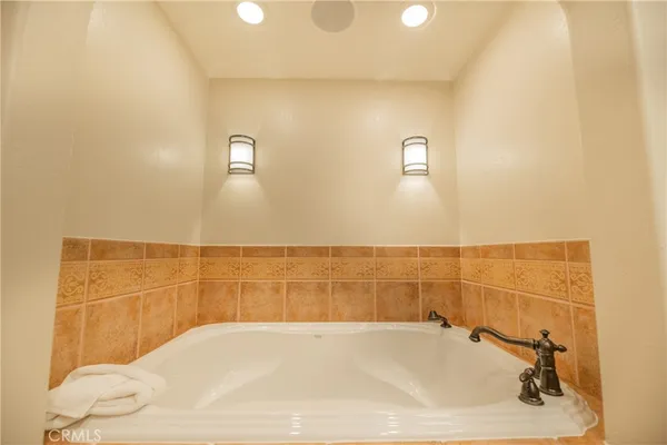 a bathroom with a bathtub