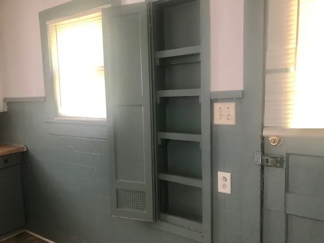 a bathroom with a window