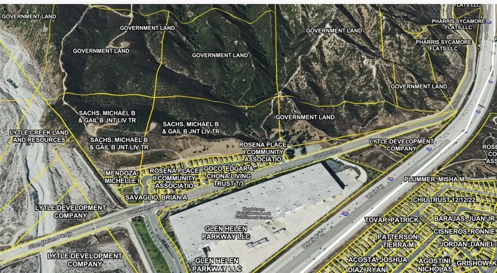 0 Sycamore Canyon Rialto, CA 92376 - Photo 1 of 1 SACHS, MICHAEL B & GAIL B JNT LIV TR OWNER OVERLAY MAP OF PROPERTY