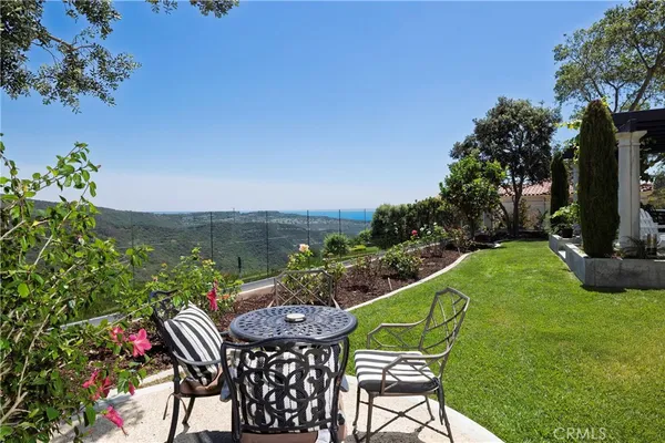 a view of a mountain with a garden