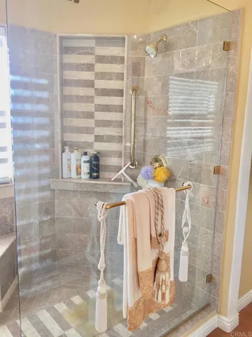 a bathroom with a shower