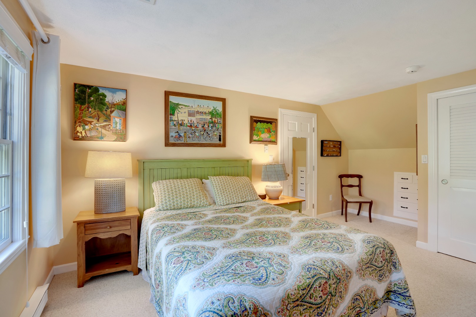 28 Pine Tree Lane Vineyard Haven, MA 02568 - Photo 41 of 61 a bedroom with a bed and a painting on the wall