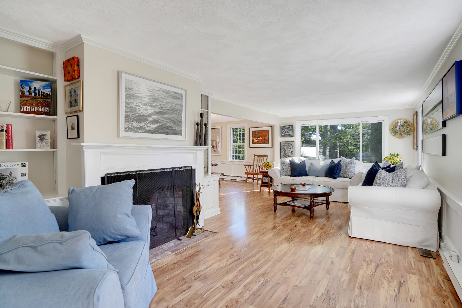 28 Pine Tree Lane Vineyard Haven, MA 02568 - Photo 8 of 61 a living room with furniture and a fireplace