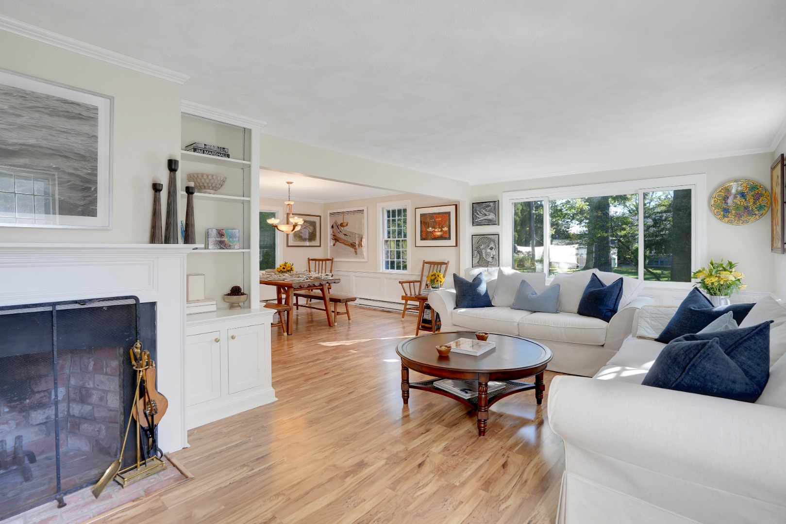 28 Pine Tree Lane Vineyard Haven, MA 02568 - Photo 9 of 61 a living room with furniture and a fireplace