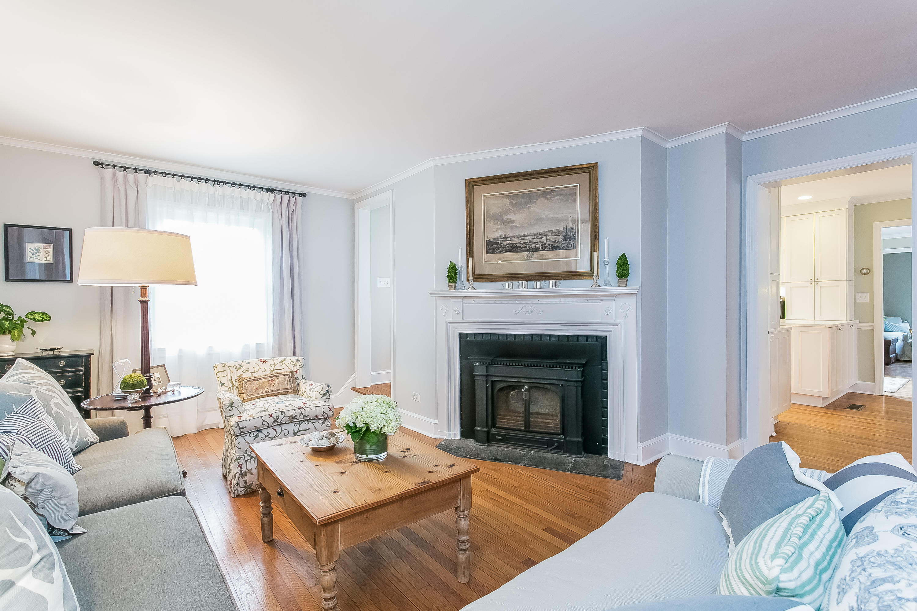 2 Miller Road Darien, CT 06820 - Photo 6 of 28 a living room with furniture and a fireplace