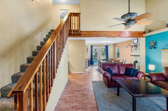 a living room with furniture