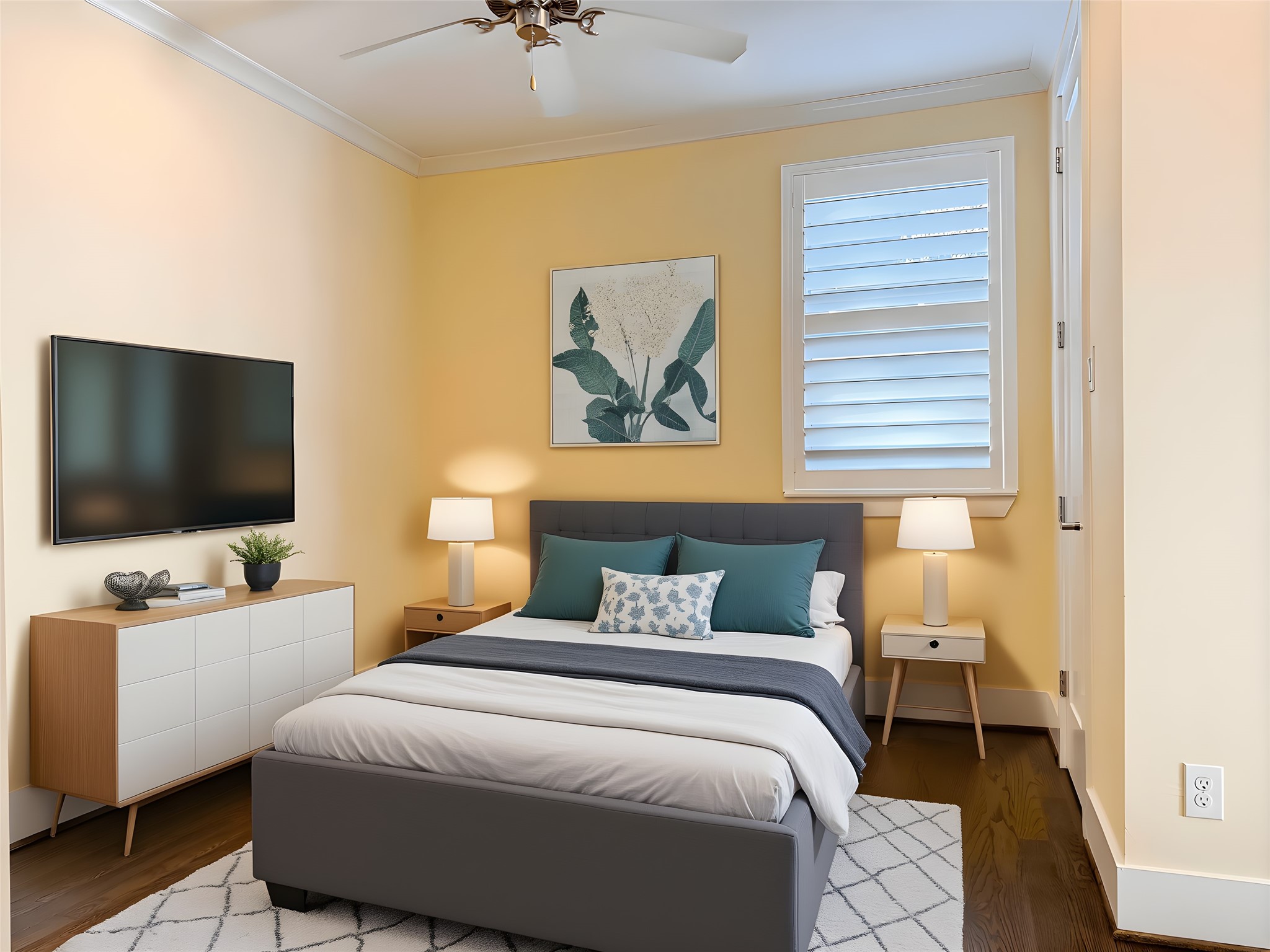 2115 Detering Street Houston, TX 77007 - Photo 20 of 30 a bedroom with a bed and a flat screen tv