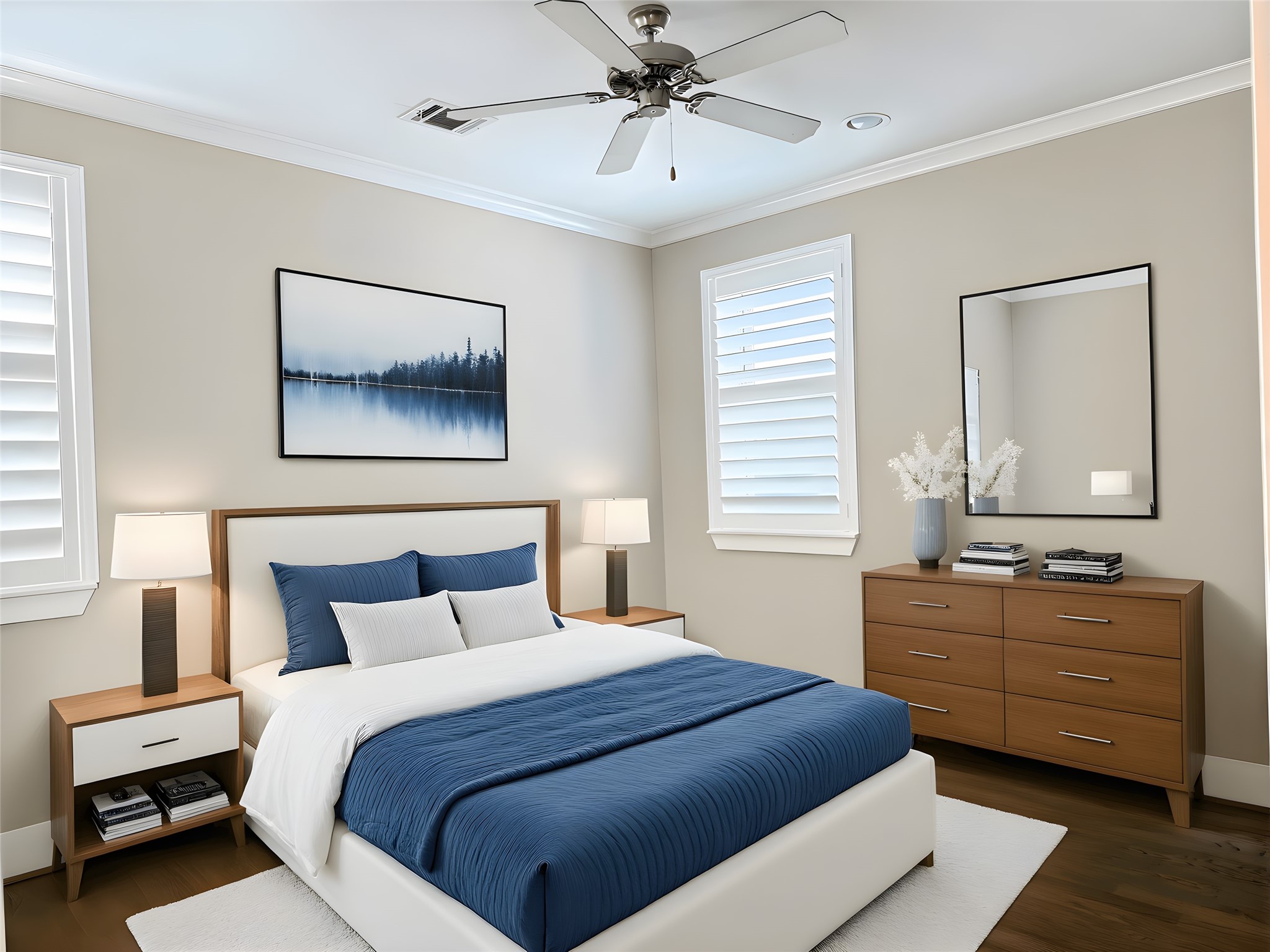 2115 Detering Street Houston, TX 77007 - Photo 23 of 30 a bedroom with a bed and a chandelier