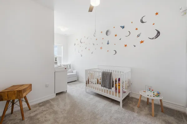 a view of a hallway with workspace